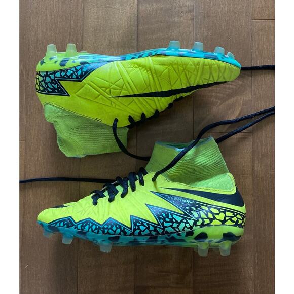 Nike Hypervenom Phantom II FG Volt/Black/Hyper Turquoise youth size 5.5 - Picture 5 of 12